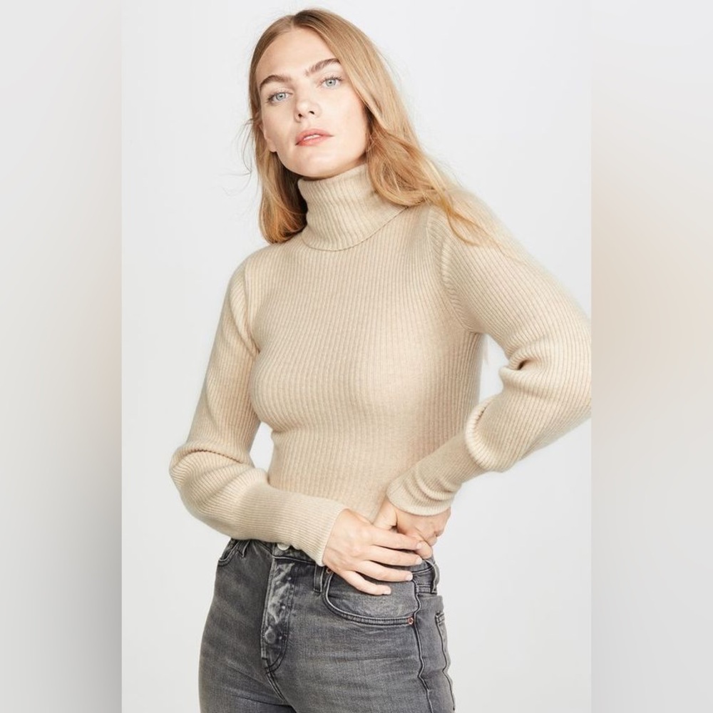 REFORMATION Cashmere Turtleneck Sweater in Sand Beige - Picture 13 of 13